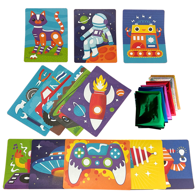 Foil-tastic Foil Art & Coloring Set - Gadgets & Gizmos - 12 Pages 24 Foil Sheets
