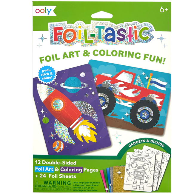 Foil-tastic Foil Art & Coloring Set - Gadgets & Gizmos - 12 Pages 24 Foil Sheets