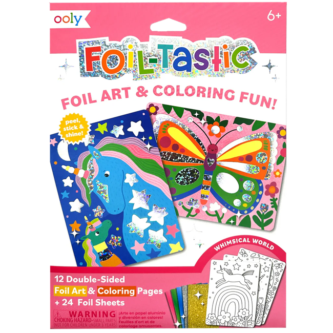 Foil-tastic Foil Art & Coloring Set - Whimsical World - 12 Pages 24 Foil Sheets