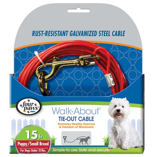 Four Paws Walk-About Puppy/Small Breed Dog Tie Out Cable 15ft.