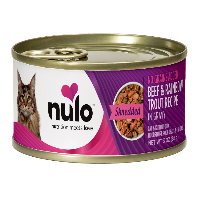 Nulo Shredded Beef & Rainbow Trout Recipe for Cats 3oz