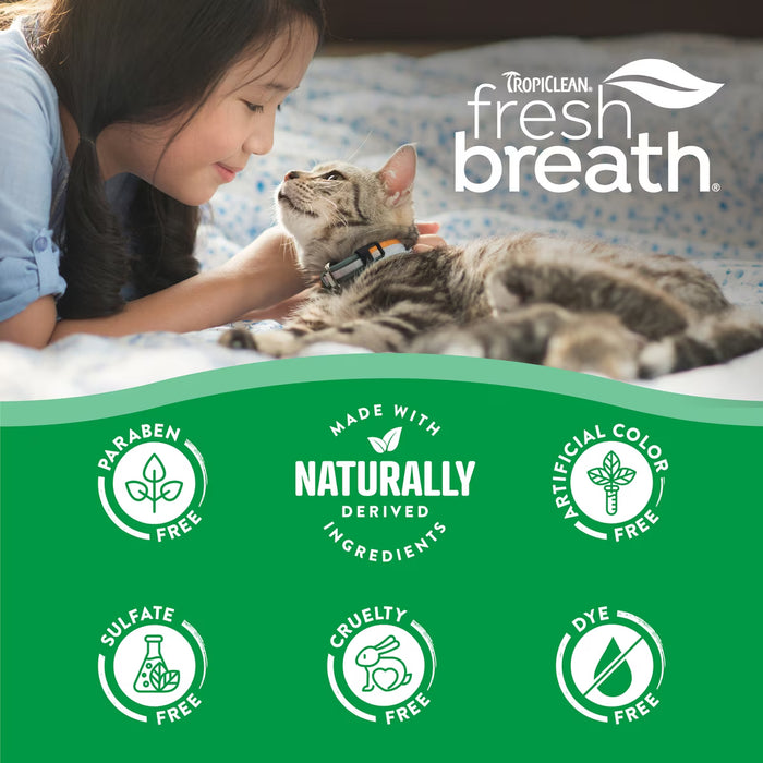 TropiClean Cat Fresh Breath Odor & Tartar Control Dental Kit, Chicken Flavored