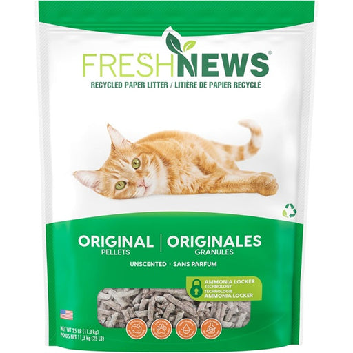 Fresh News Non-Clumping Recycled Paper Pellet Cat Litter 25-lbs