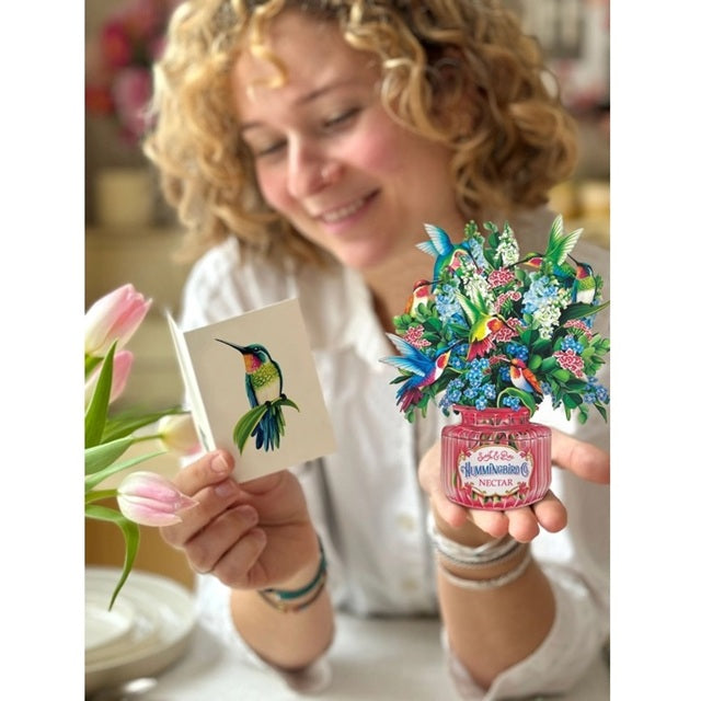 FreshCut Paper Pop Up Mini Hummingbird Oasis 3D Greeting Card