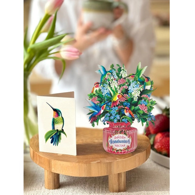 FreshCut Paper Pop Up Mini Hummingbird Oasis 3D Greeting Card