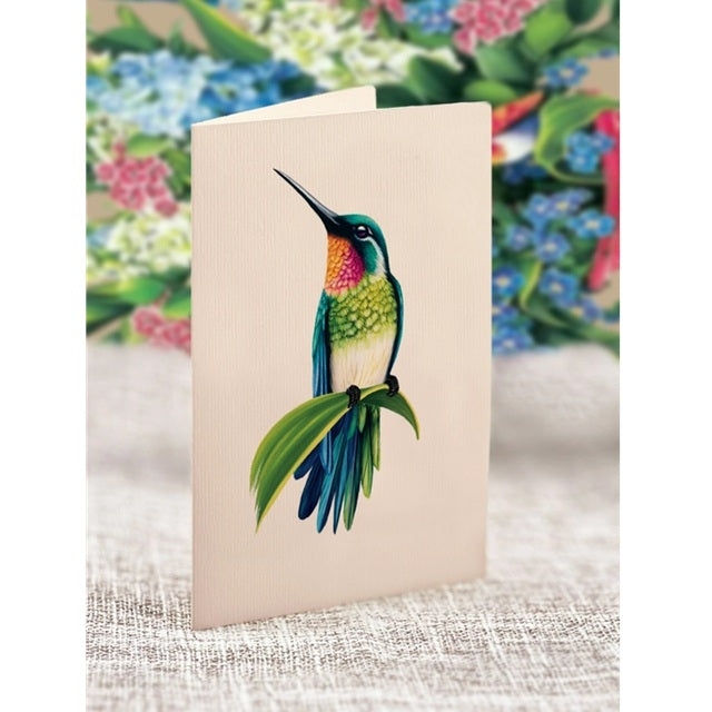 FreshCut Paper Pop Up Mini Hummingbird Oasis 3D Greeting Card
