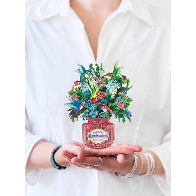 FreshCut Paper Pop Up Mini Hummingbird Oasis 3D Greeting Card
