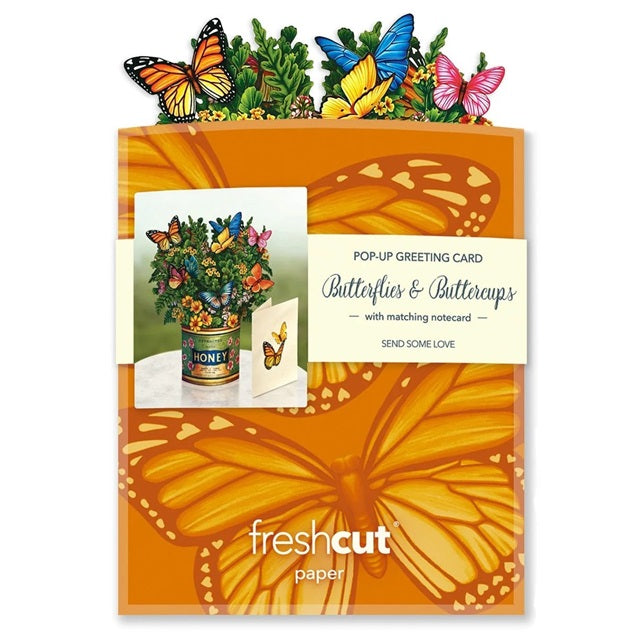 FreshCut Paper Pop Up Mini Butterflies and Buttercups 3D Greeting Card