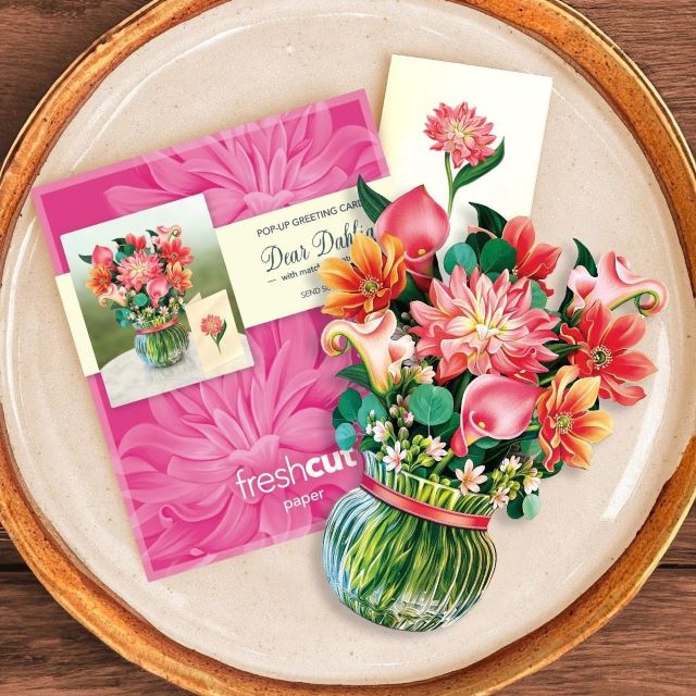 FreshCut Paper Pop Up Mini Dear Dahlia 3D Greeting Card