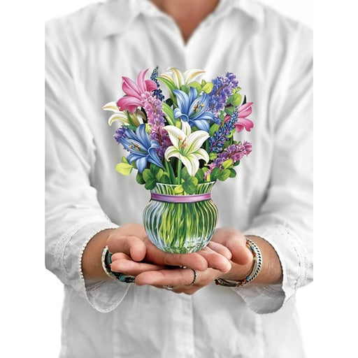 FreshCut Paper Pop Up Mini Lilies & Lupines 3D Greeting Card