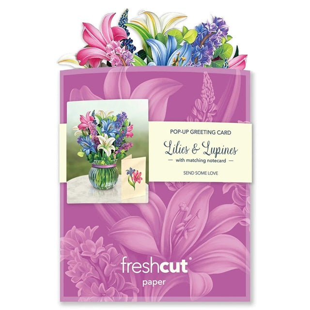 FreshCut Paper Pop Up Mini Lilies & Lupines 3D Greeting Card