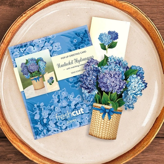 FreshCut Paper Pop Up Mini Nantucket Hydrangeas 3D Greeting Card