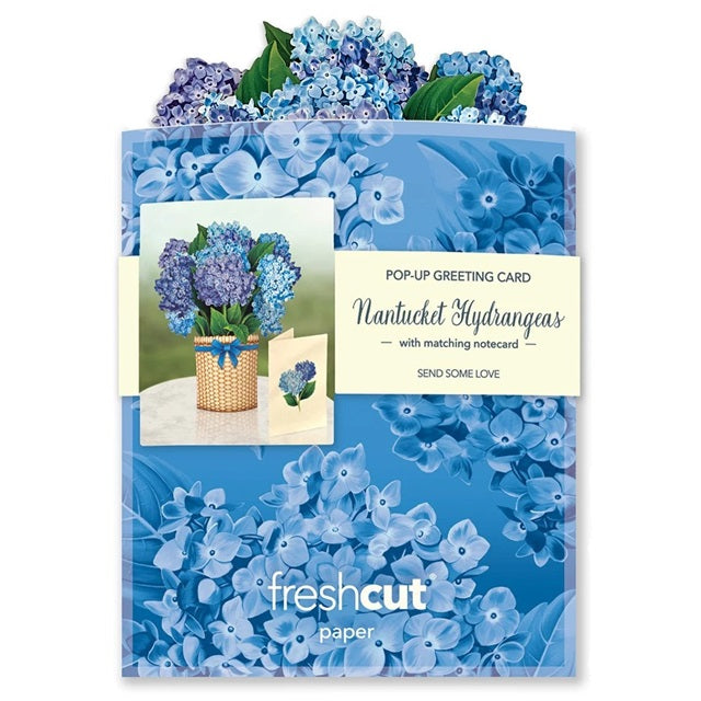 FreshCut Paper Pop Up Mini Nantucket Hydrangeas 3D Greeting Card