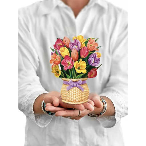 FreshCut Paper Pop Up Mini Festive Tulips 3D Greeting Card
