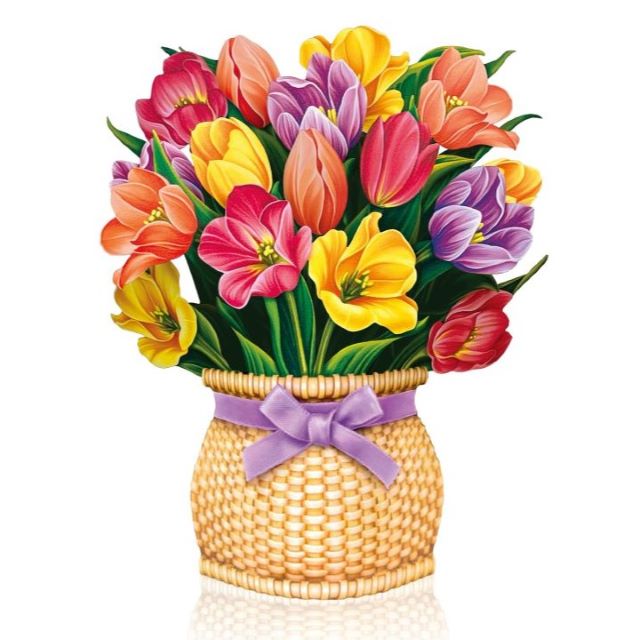 FreshCut Paper Pop Up Mini Festive Tulips 3D Greeting Card