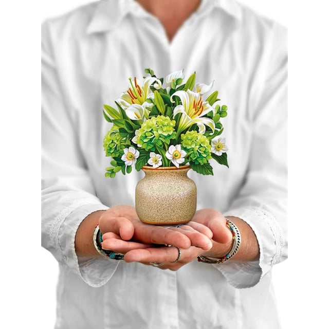 FreshCut Paper Pop Up Mini Ivory & Sage 3D Greeting Card