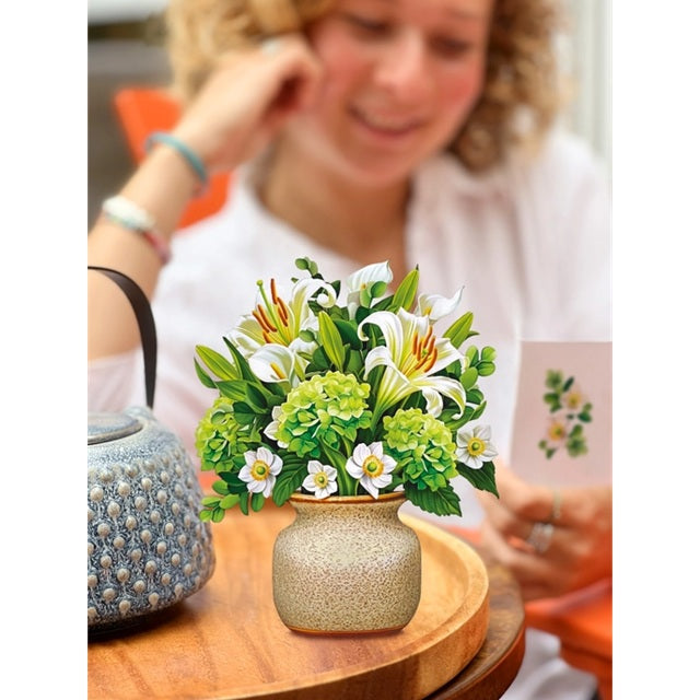 FreshCut Paper Pop Up Mini Ivory & Sage 3D Greeting Card