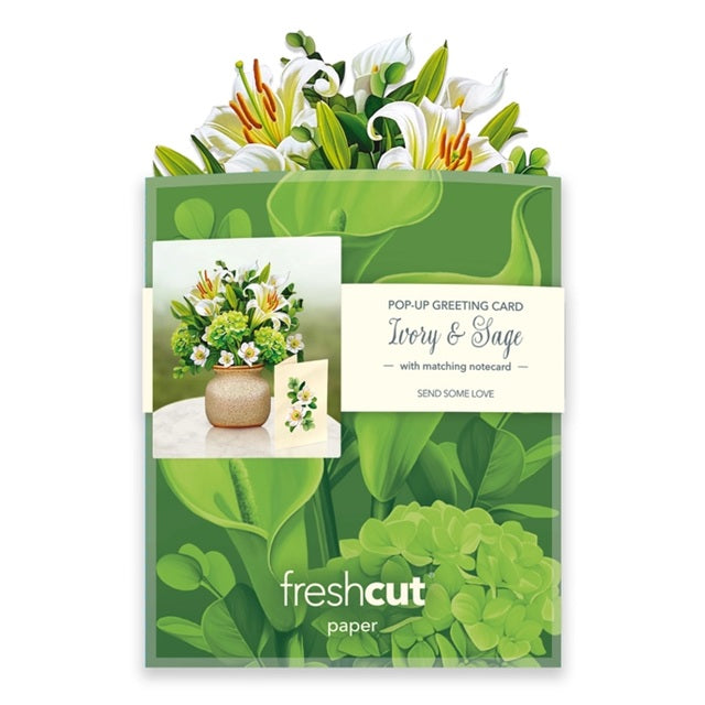 FreshCut Paper Pop Up Mini Ivory & Sage 3D Greeting Card
