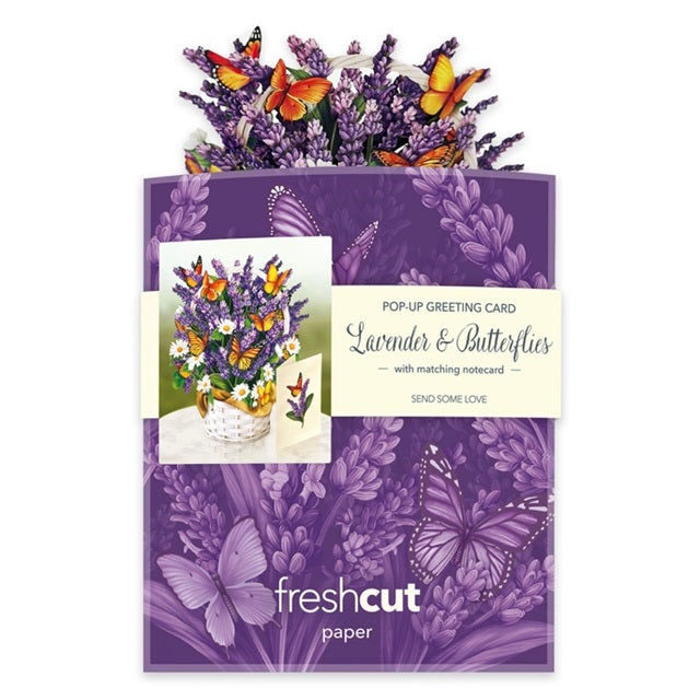FreshCut Paper Pop Up Mini Lavender & Butterflies 3D Greeting Card