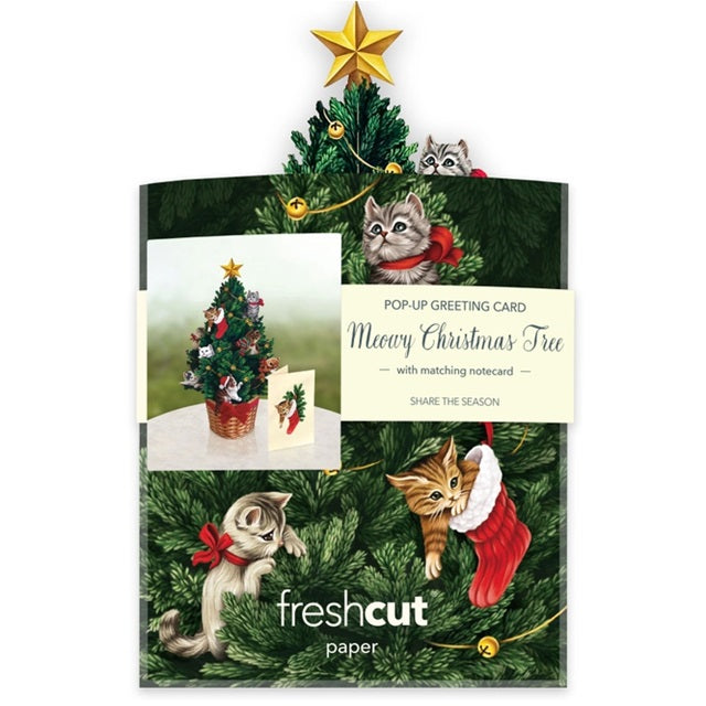 FreshCut Paper Pop Up Mini Meowy Christmas 3D Greeting Card