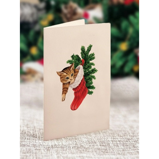 FreshCut Paper Pop Up Mini Meowy Christmas 3D Greeting Card