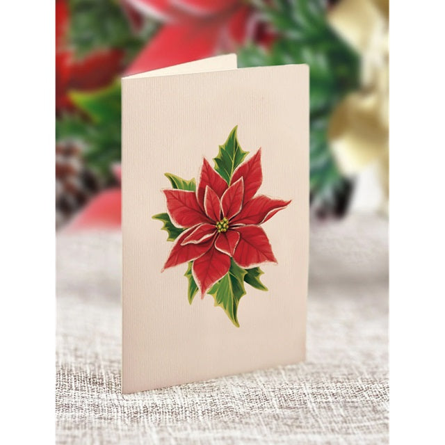 FreshCut Paper Pop Up Mini Birch Poinsettia 3D Greeting Card