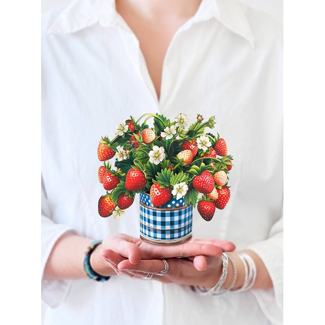 FreshCut Paper Pop Up Mini Strawberry Blossom 3D Greeting Card