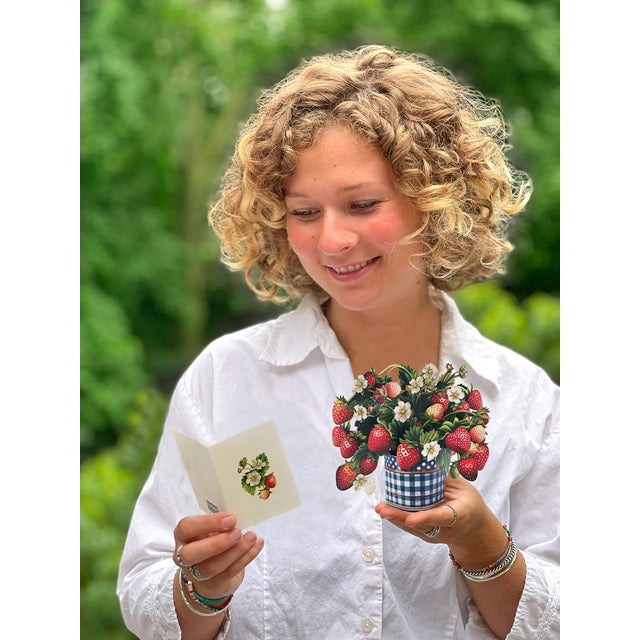 FreshCut Paper Pop Up Mini Strawberry Blossom 3D Greeting Card