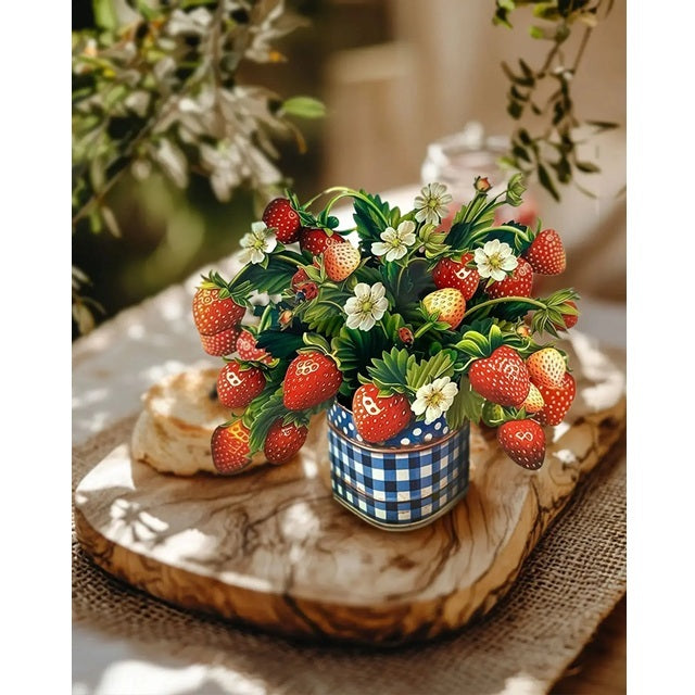 FreshCut Paper Pop Up Mini Strawberry Blossom 3D Greeting Card