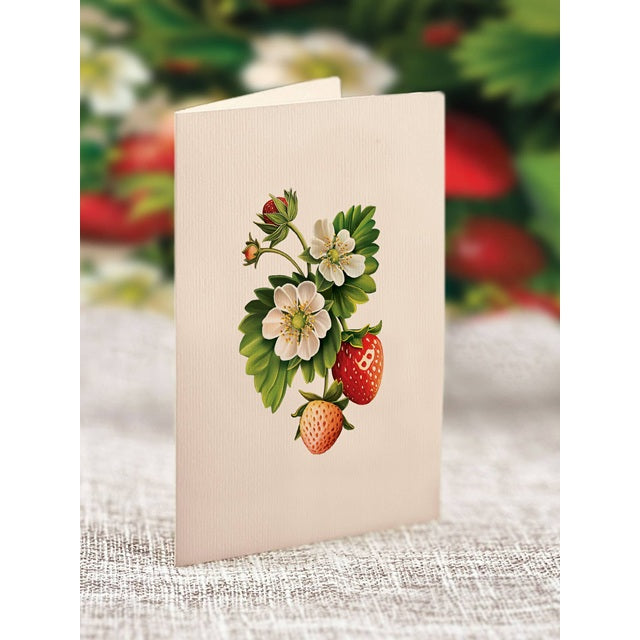 FreshCut Paper Pop Up Mini Strawberry Blossom 3D Greeting Card