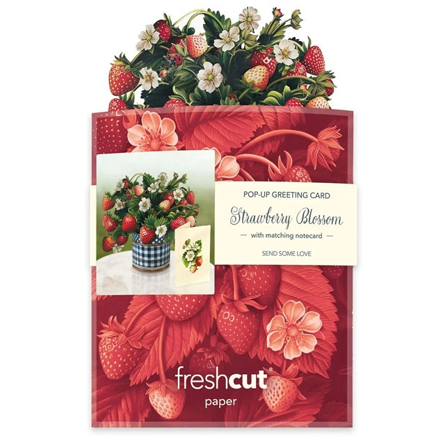 FreshCut Paper Pop Up Mini Strawberry Blossom 3D Greeting Card