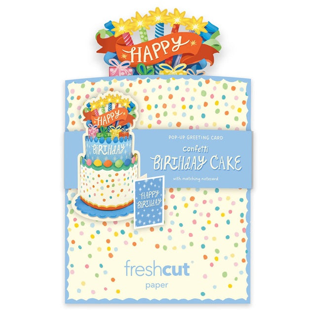 FreshCut Paper Pop Up Mini Confetti Birthday Cake 3D Greeting Card
