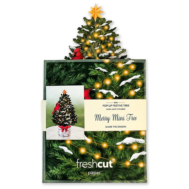 FreshCut Paper Pop Up Mini Merry Tree 3D Greeting Card