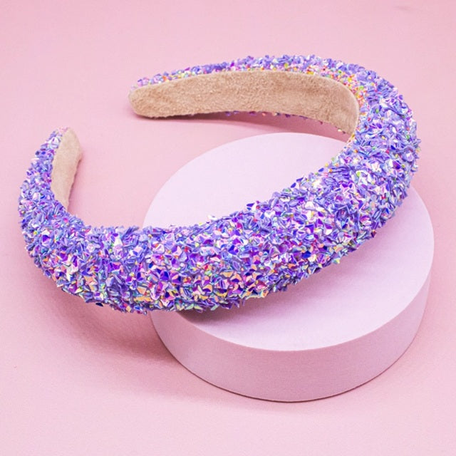 Chunky Padded Sparkly Headband, Assorted Colors