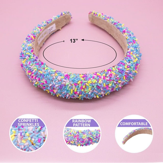 Chunky Puffy Sprinkles Headband, Light Blue