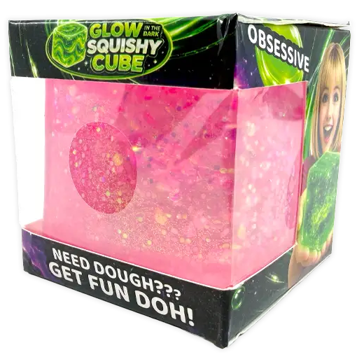 Fun Doh Glow in the Dark Squishy Sparkle Cube, Assorted Colors