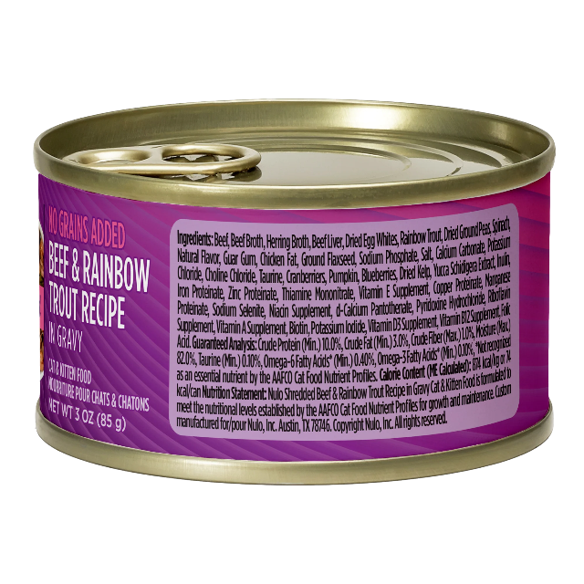 Nulo Shredded Beef & Rainbow Trout Recipe for Cats 3oz