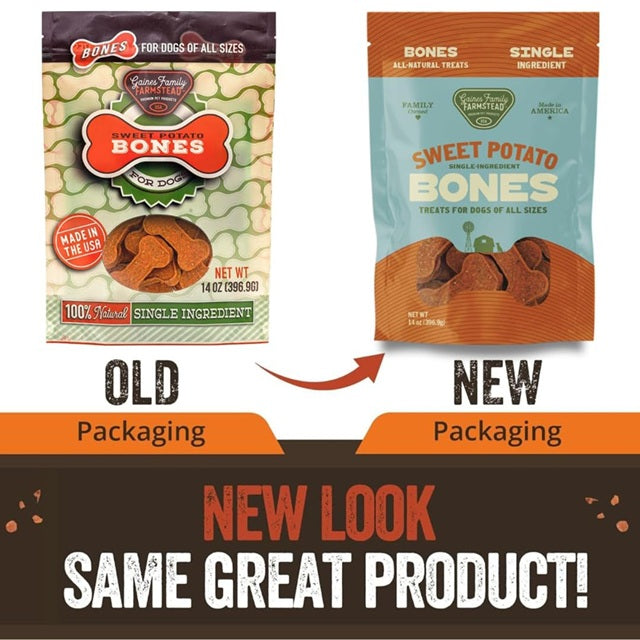 Gaines Family Farmstead Sweet Potato Bones Single-Ingredient Chewy Dog Treats, 14oz