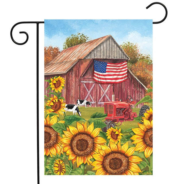 Sunflower Barn Fall Garden Flag