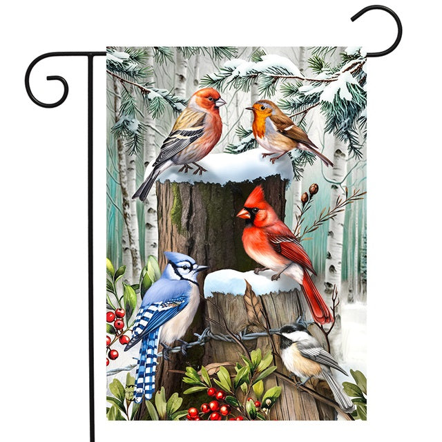 Winter Woodland Birds Garden Flag