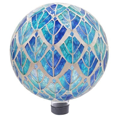 Glass Mosaic Gazing Globe, 10" - Aquamarine Pattern