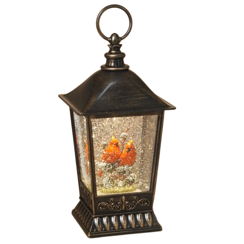 Confetti Lites Cardinal Design 11-Inch Light-Up Tabletop Spinning Water Globe