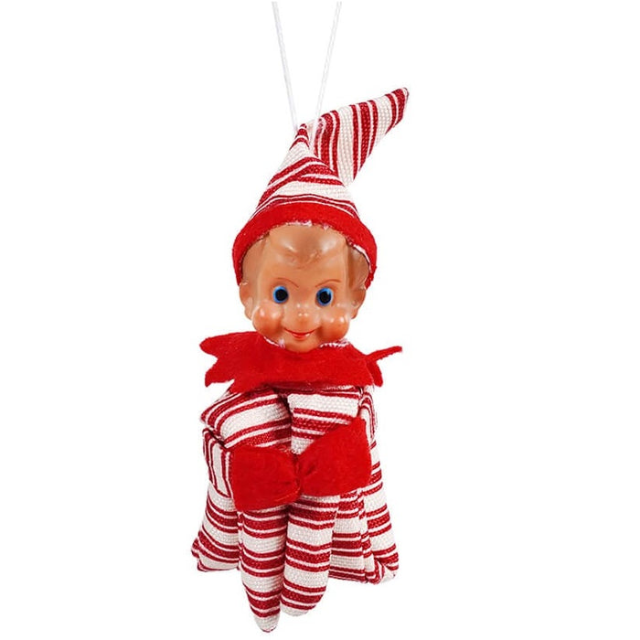 Sitting Elf Ornament Red/White