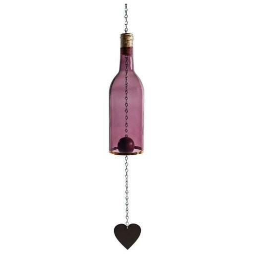 Glass Wine Bottle Windchime, Purple