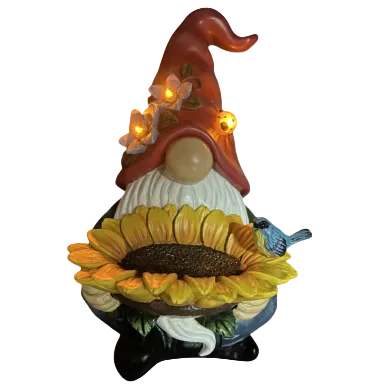 Gnome Bird Feeder Resin, 14.2"