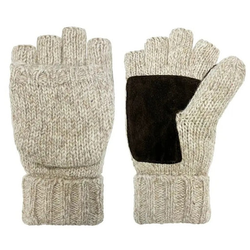 Men's Marled Ragg Wool Pop Top Mittens, Natural