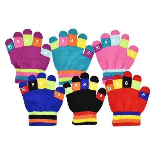 Toddler Stretch Number Gloves Size, Assorted Colors