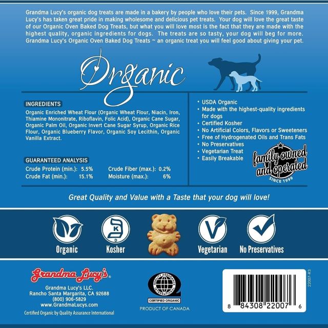 Grandma Lucy's Organic Oven Baked Blueberry Flavor Dog Treats 14-oz