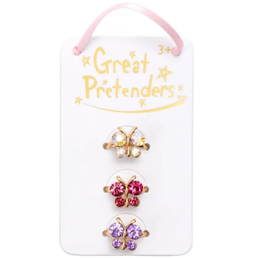 Boutique Butterfly Gem Rings 3-Pack