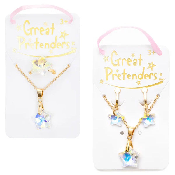 Boutique Holographic Star 2 Piece Necklace & Earrings or Necklace & Ring Set, Assorted